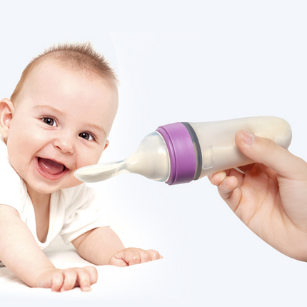 Baby Feeding Bottle Toddler Silicone Squeeze Feeding Spoon