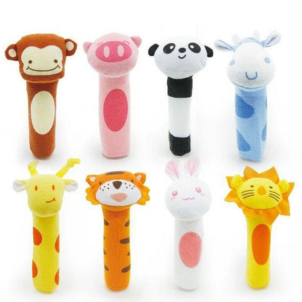 New Baby Rattle Toy BIBI Bar Animal Squeaker Toys Infant Hand Puppet Enlightenment Plush Doll 8 Design