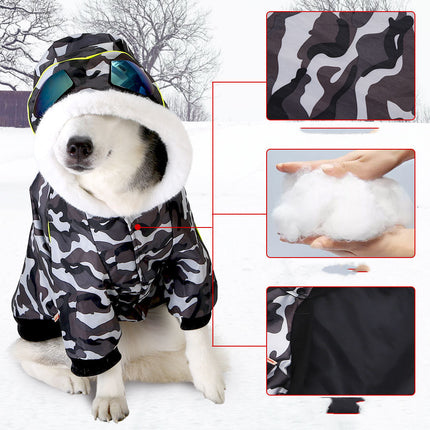 Warm camouflage thick cotton coat for large dogs