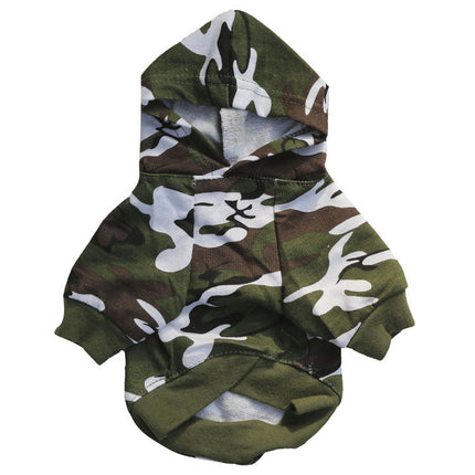 Dog clothing cotton camouflage hooded sweater