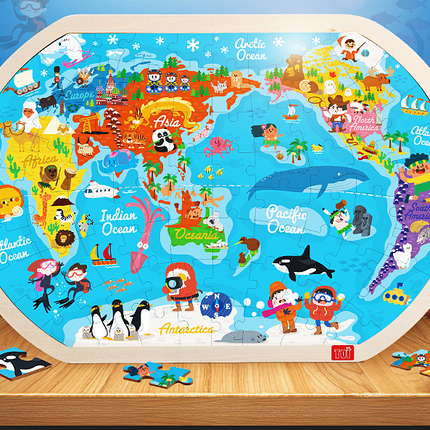 Wooden Puzzle World Children's Toys Gift Baby Educational Toys