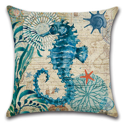 Marine life sea turtle seahorse whale octopus pillow