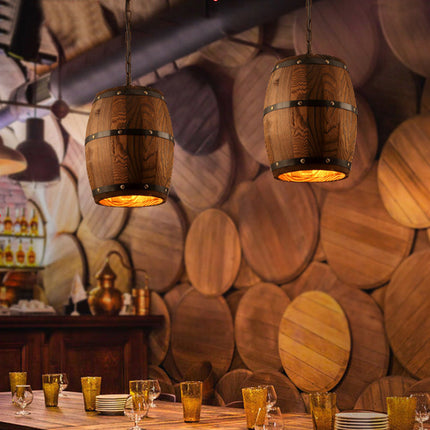 Creative personality wine barrel wooden chandeliers