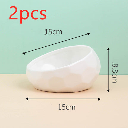 Pet Supplies Bowl Ceramic Cat Bowl Dog Bowl Oblique Mouth