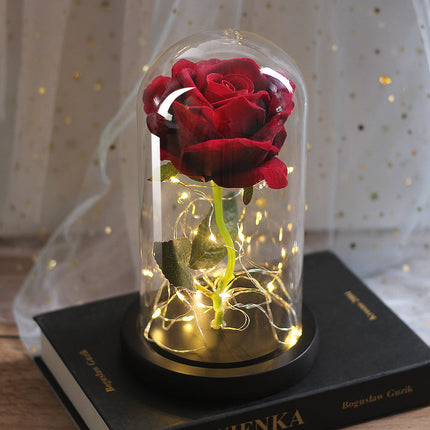 Mothers Day Wedding Favors Bridesmaid Gift Immortal Simulation Rose Glass Cover Luminous Led Ornament