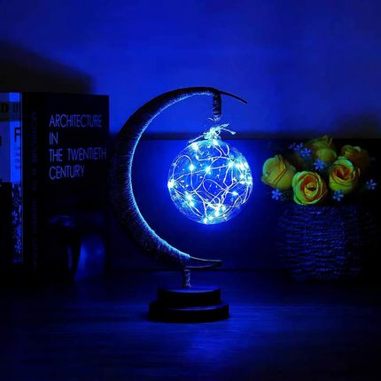 Led Moon Light Wrought Iron Ornament Light Star Shape Copper Wire Light Decorative Light USB Battery