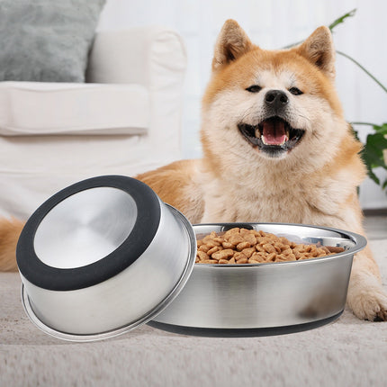 Silicone Pet Bowl Stainless Steel Dog Bowl Dog Food Bowl Feeding Drinking Pet Supplies Cat Bowl