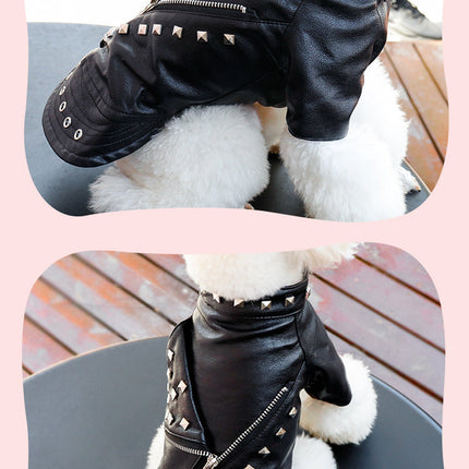 Pet Leather Coat Dog Fashion Brand Clothes Korean Style Autumn And Winter Cat Teddy Chihuahua Winter Clothing