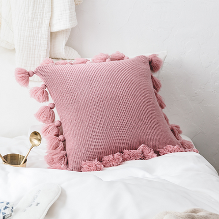 Bohemian Knitted Cushion Cover with Fringe