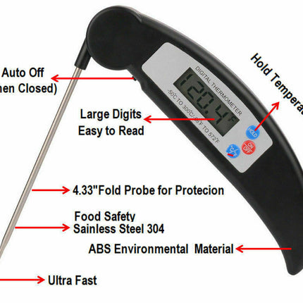 Instant-Read Meat Thermometer Digital Electronic Food Temp Kitchen Cooking Grill