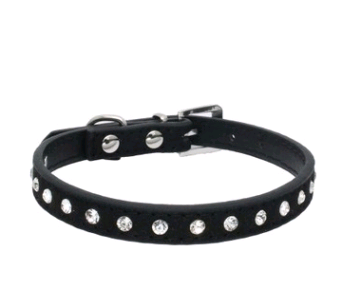 Diamond-studded pet collar shiny row of diamond rhinestone dog ring microfiber soft and comfortable collar dog supplies