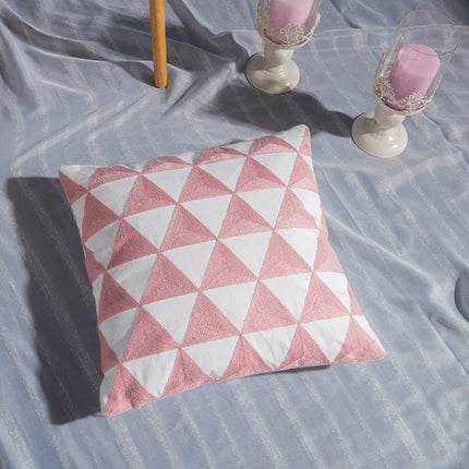 Geometric cotton embroidered pillowcase