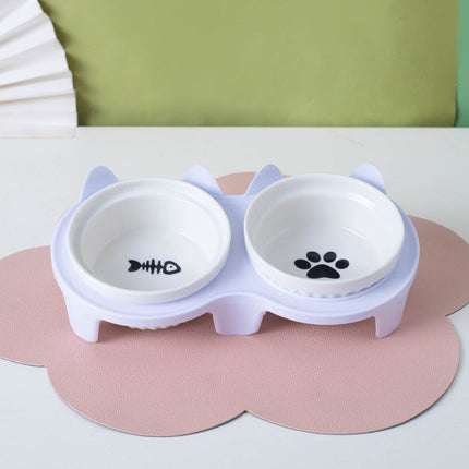 Cat Bowl Ceramic Double Bowl Water Bowl Tall Diagonal Pet Bowl supplies