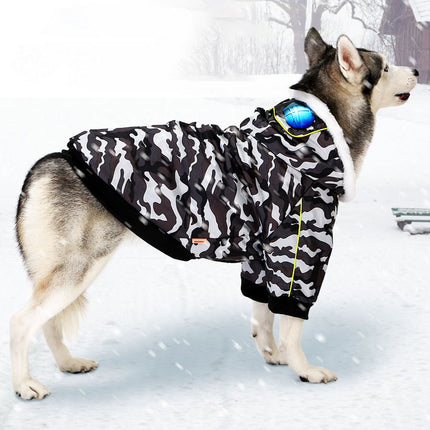 Warm camouflage thick cotton coat for large dogs