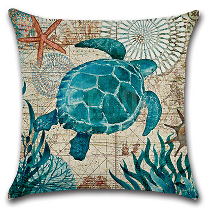 Marine life sea turtle seahorse whale octopus pillow