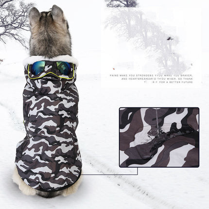 Warm camouflage thick cotton coat for large dogs