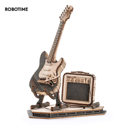 Robotime Rokr Electric Guitar Model Gift For Kids Adult Assembly Creative Toys Building Block Set 3D Wooden Puzzle TG605K