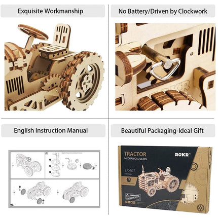 Robotime ROKR Mechanical Gear Drive Tractor DIY Model Building Kit