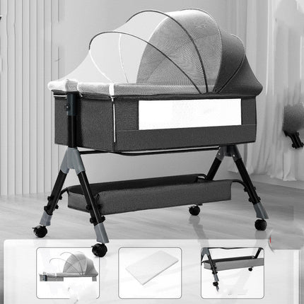 Baby Splicing Portable Multifunctional Mobile Folding Cradle Bed