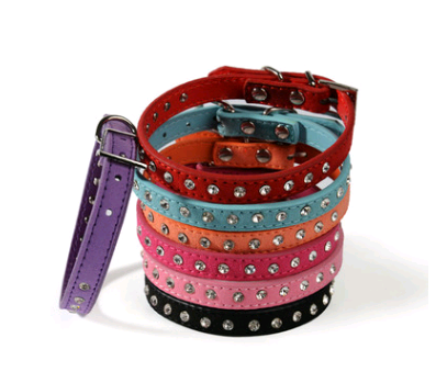 Diamond-studded pet collar shiny row of diamond rhinestone dog ring microfiber soft and comfortable collar dog supplies