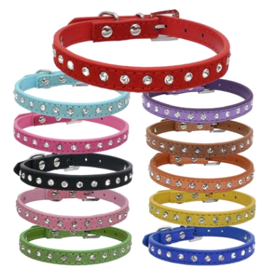 Diamond-studded pet collar shiny row of diamond rhinestone dog ring microfiber soft and comfortable collar dog supplies