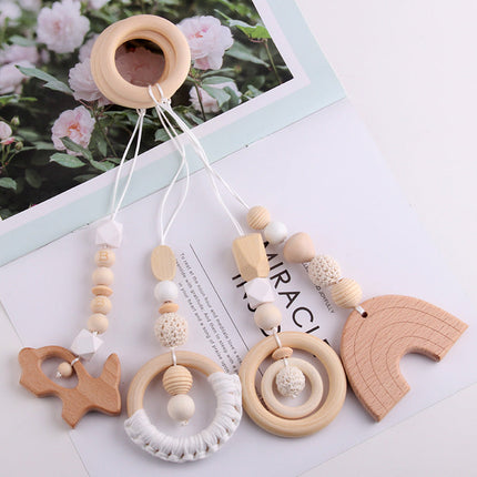 Wind Baby Gymnastic Rack Beech Wood Ring Teether Children's Toys Accessories Wooden Fitness Hand Ring