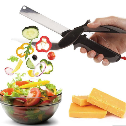 2 in 1 Stainless Steel Kitchen Knife Shears Vegetable Slicer