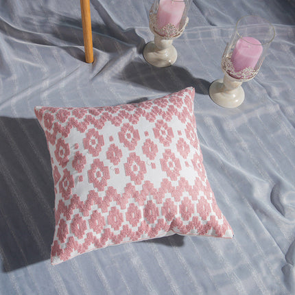 Geometric cotton embroidered pillowcase