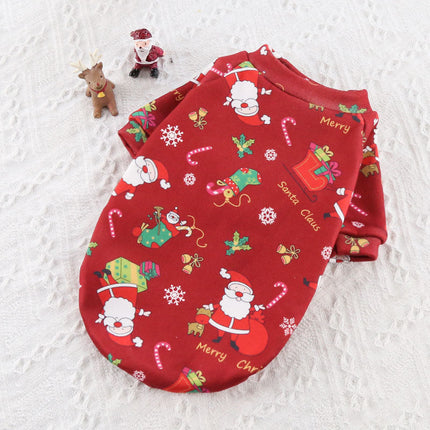 Plush Christmas Print Sweater Spring, Autumn And Winter Dog Clothes