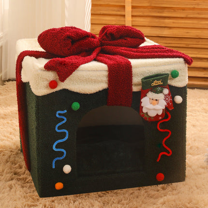 Christmas Warm Enclosed All-weather Cat Nest Pet Supplies