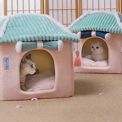 Cat House Removable And Washable Cat Bed Pet Supplies Enclosed Cat House Villa