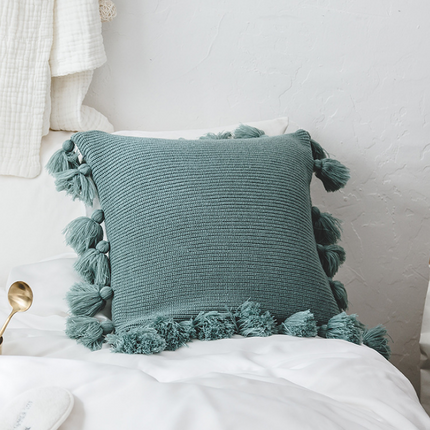 Bohemian Knitted Cushion Cover with Fringe