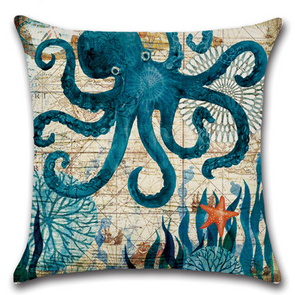 Marine life sea turtle seahorse whale octopus pillow