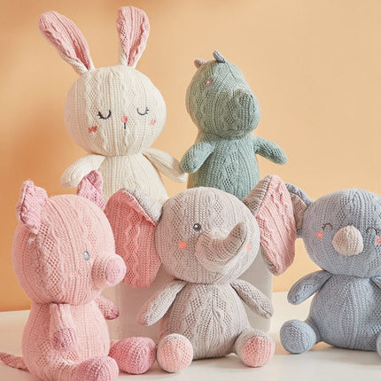 Knitted Wool Baby Toys To Appease The Doll Rabbit, Koala, Pig, Elephant