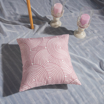 Geometric cotton embroidered pillowcase