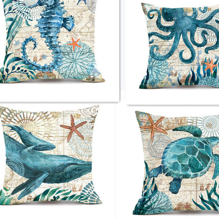 Cushion Covers Sea Turtle Printed Throw Pillow Cases For Home Decor Sofa Chair Seat