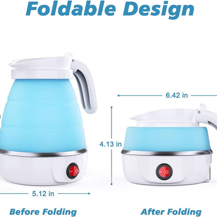 Foldable Electric Kettle, Camping Kettle, Mini Travel Kettle, Silicone Electric Water Boiler, Tea, Coffee Kettle, Collapsible Kettle With Separable Power Cord For Outdoor Hiking Camping, Blue