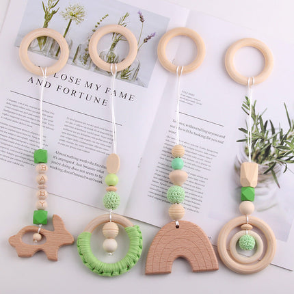 Wind Baby Gymnastic Rack Beech Wood Ring Teether Children's Toys Accessories Wooden Fitness Hand Ring