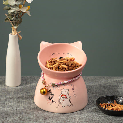 Tall Cat Food Bowl Anti-overturning Rice Bowl Water Cat Supplies