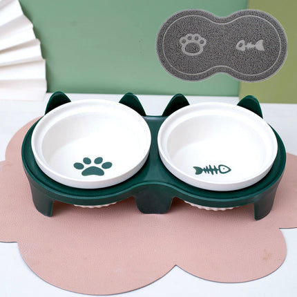 Cat Bowl Ceramic Double Bowl Water Bowl Tall Diagonal Pet Bowl supplies