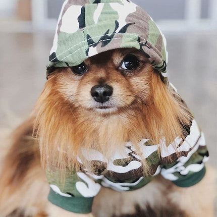 Dog clothing cotton camouflage hooded sweater