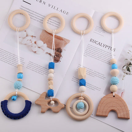 Wind Baby Gymnastic Rack Beech Wood Ring Teether Children's Toys Accessories Wooden Fitness Hand Ring