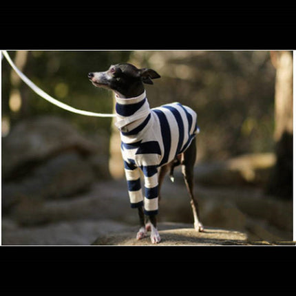 Pet Clothing Striped Comfortable Two-legged High Necked Cute Dog Clothing