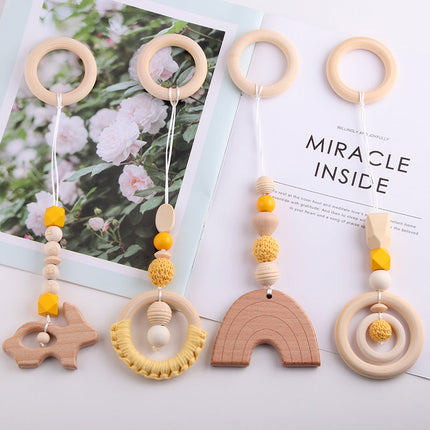 Wind Baby Gymnastic Rack Beech Wood Ring Teether Children's Toys Accessories Wooden Fitness Hand Ring