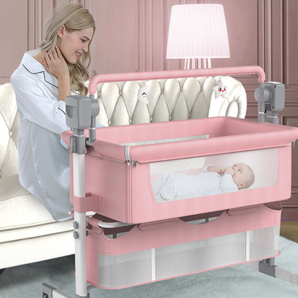 Portable Baby Bed Electric Bassinet Splicing Bed Foldable Newborn Baby Bedside Bed Baby Bed