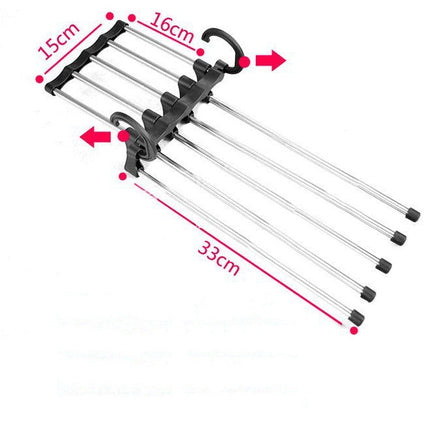 5 In 1 Wardrobe Hanger Multi-functional Clothes Hangers Pants Stainless Steel Magic Wardrobe Clothing Hangers For Clothes Rack