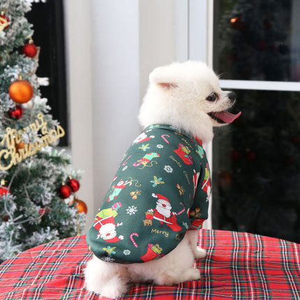 Plush Christmas Print Sweater Spring, Autumn And Winter Dog Clothes