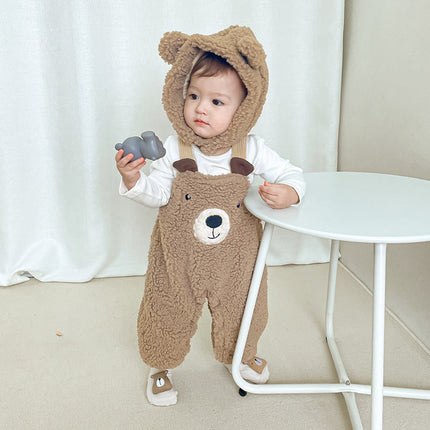 Baby Jumpsuit Autumn And Winter Plus Velvet Baby Clothing Bear Suspenders