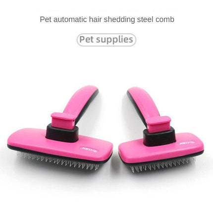 Curly Dog Hair Removal Comb Grooming Brush Stainless Steel Cats Combs Automatic Non-Slip Brush For Dog Cat Pet Cleaning Supplies