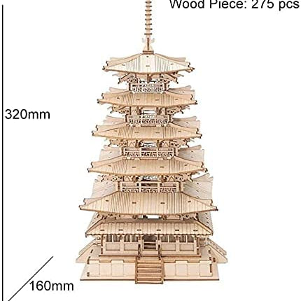 Robotime Five-storied Pagoda 3D Wooden Puzzle Toys For Children Kids Birthday Gift TGN02